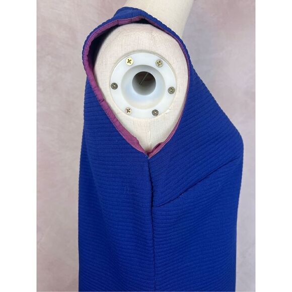 Vintage Shift Mod MCM Blue Ribbed Dress - Picture 7 of 9